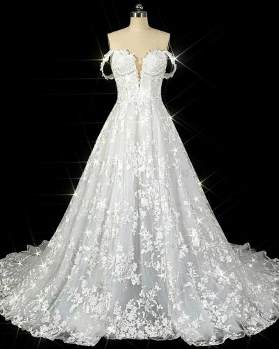 strapless small A-line light wedding dress WD01AL009